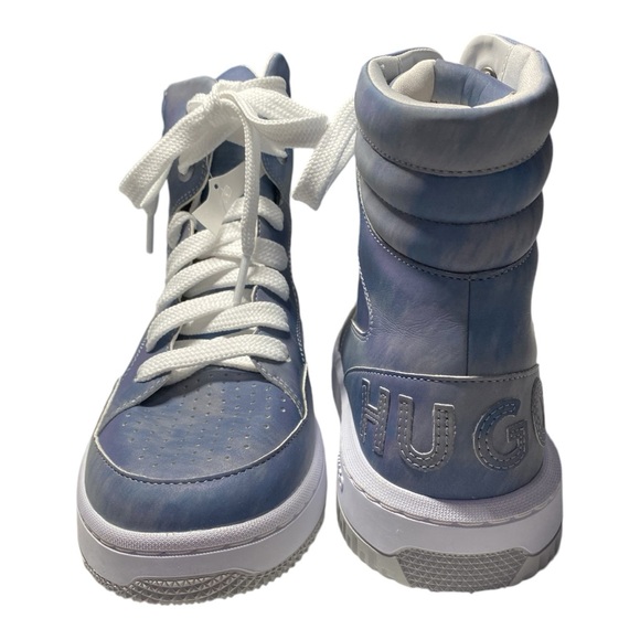 NWOB HUGO Sneakers Size 7 / 37 Killian Hilto High Tops Blue Grey Watercolor - Picture 2 of 12